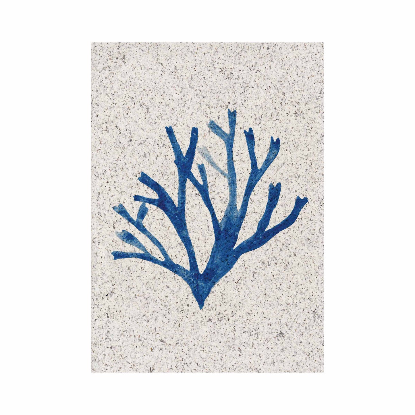 Portrait painting Carageen seaweed, indigo coloured. On paper made from seaweed. From Kelpi Studio from Cornwall.