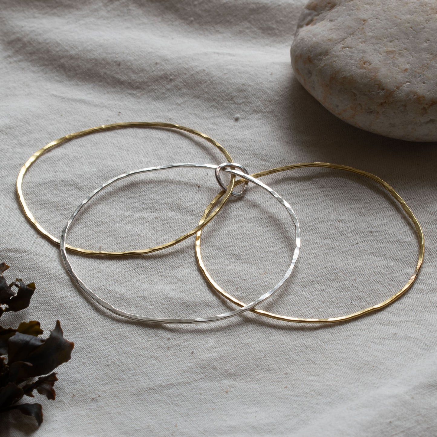 By the Sea Stacking Bangle Brass and Recycled Silver Combo