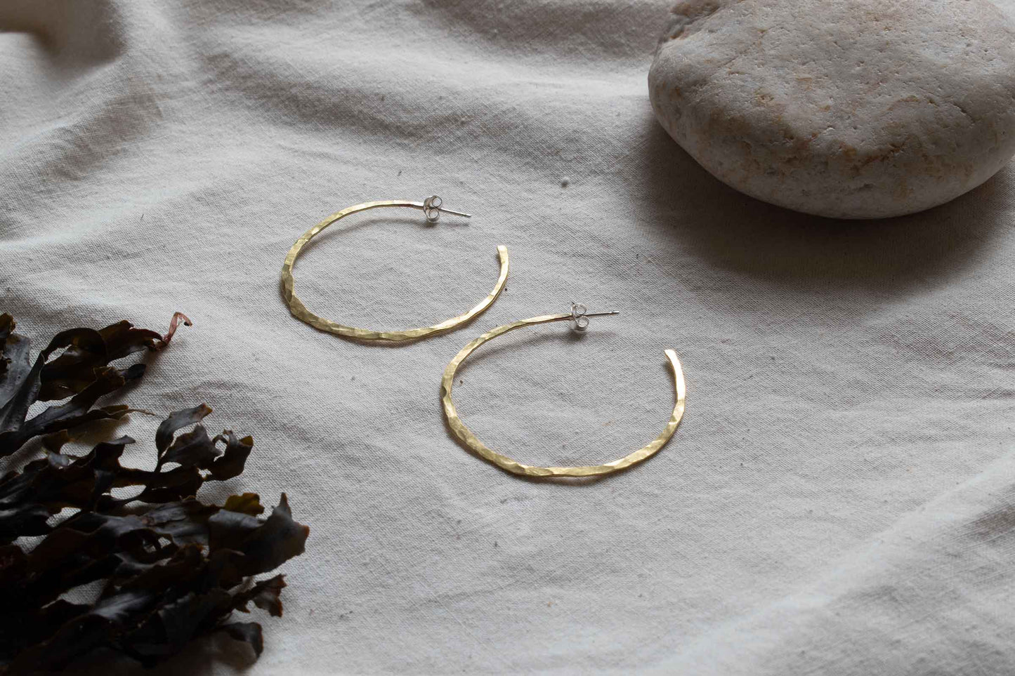Brass artisan earrings. From Kelpi Studio in Cornwall.