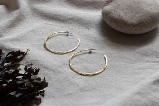 Brass artisan earrings. From Kelpi Studio in Cornwall.