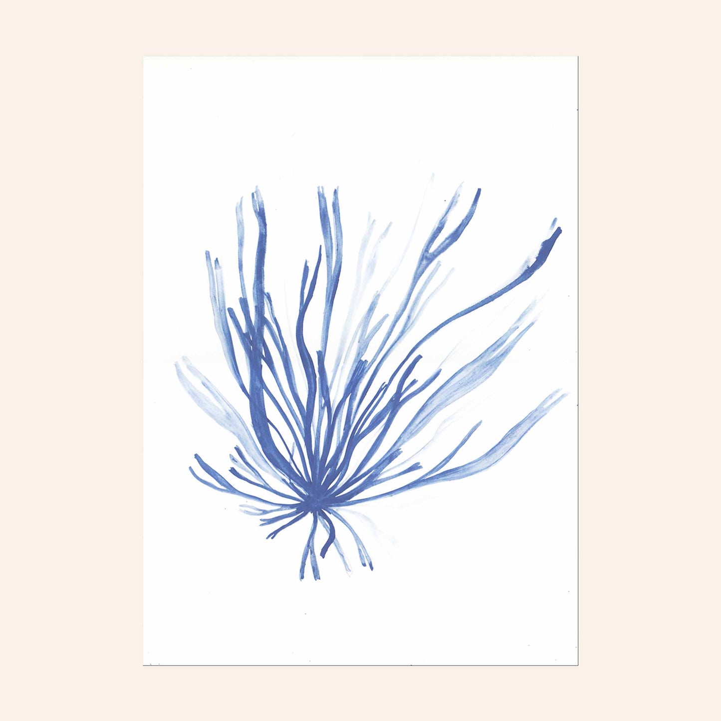 Indigo painting of gut weed/ grass kelp. From Kelpi Studio in Cornwall.