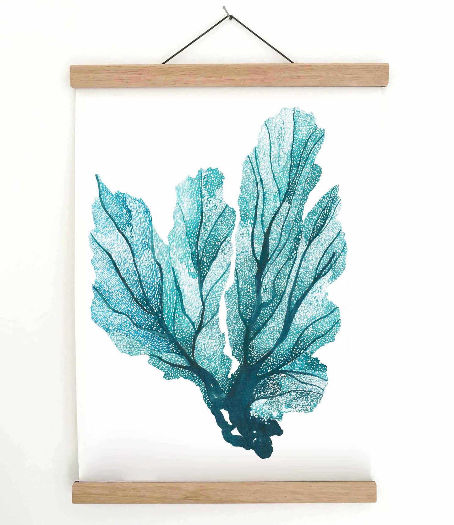 Blue Seafan coral design on recycled paper.