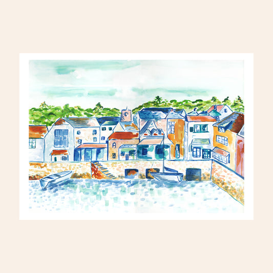 Colourful painting of Padstow, Cornwall. From Kelpi Studio from Cornwall.