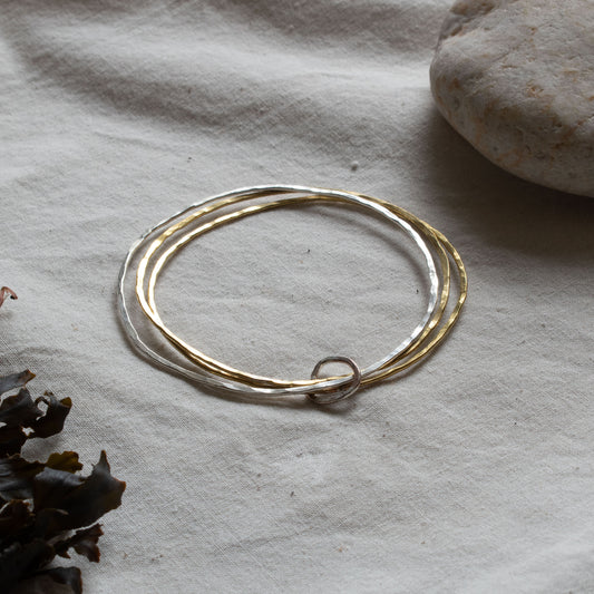 By the Sea Stacking Bangle Brass and Recycled Silver Combo