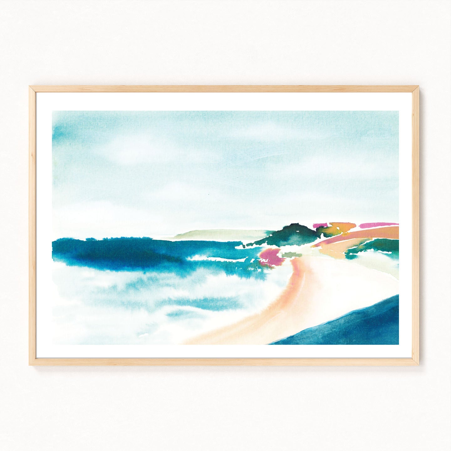 Abstract painted picture of Gylly Beach in Falmouth, UK. From Kelpi Studio in Cornwall.