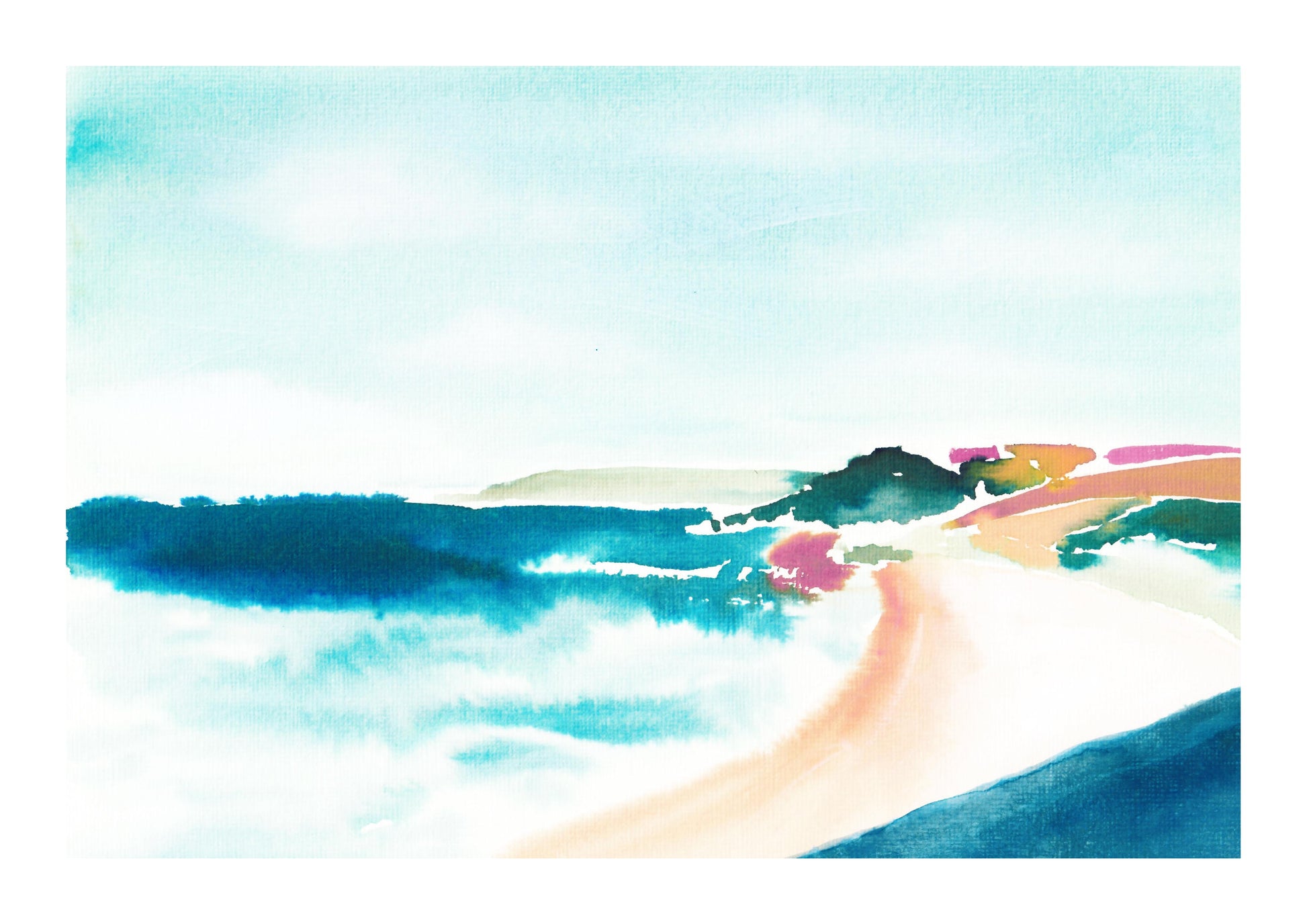 Landscape painted picture of Gylly Beach in Falmouth, UK. From Kelpi Studio in Cornwall.