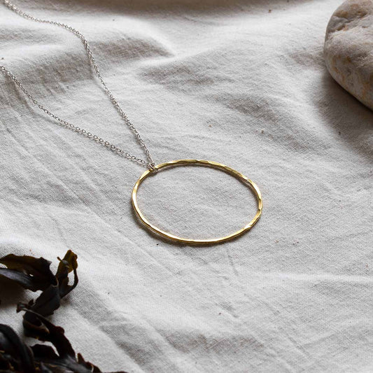 Necklace made from a brass hoop