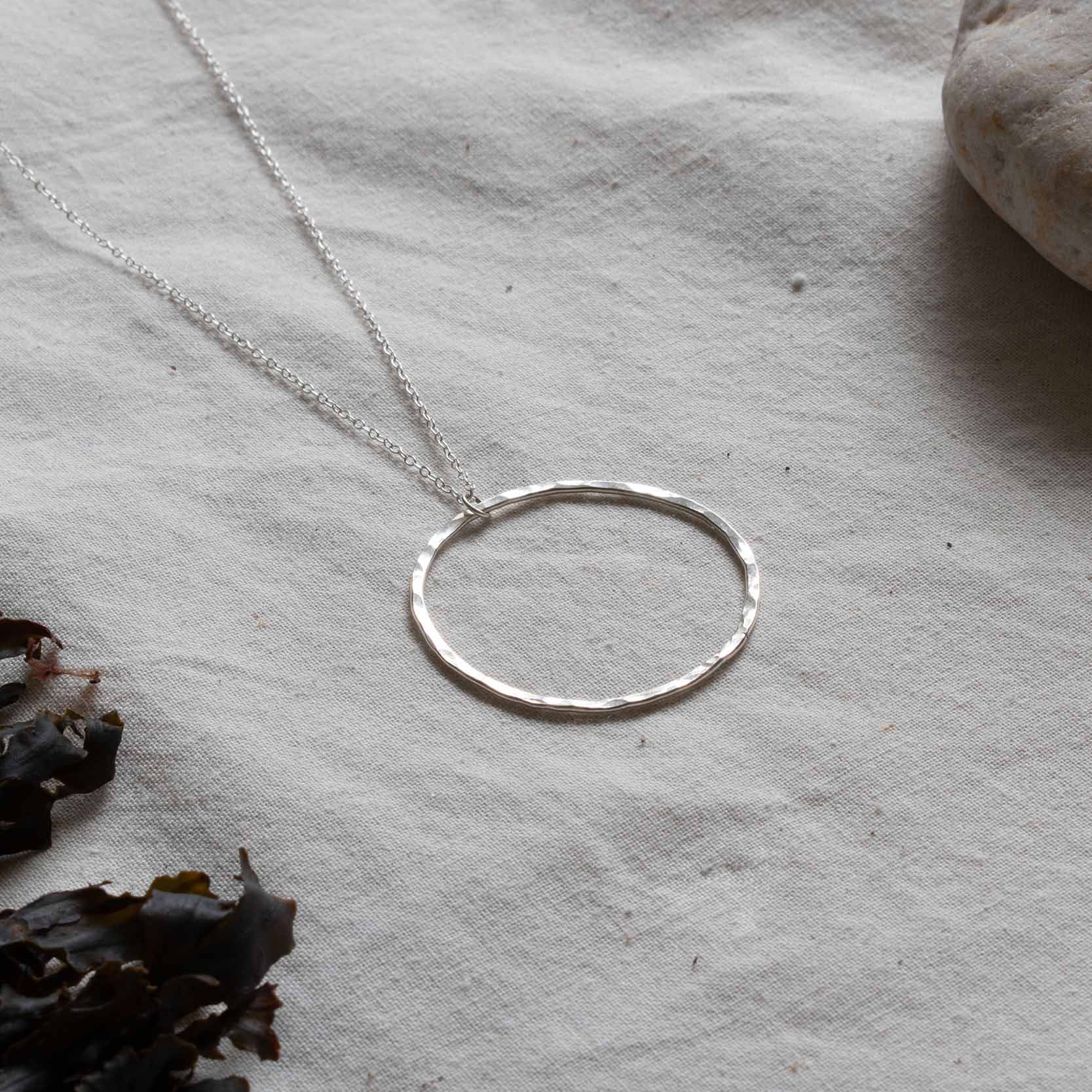 Necklace made from a silver hoop