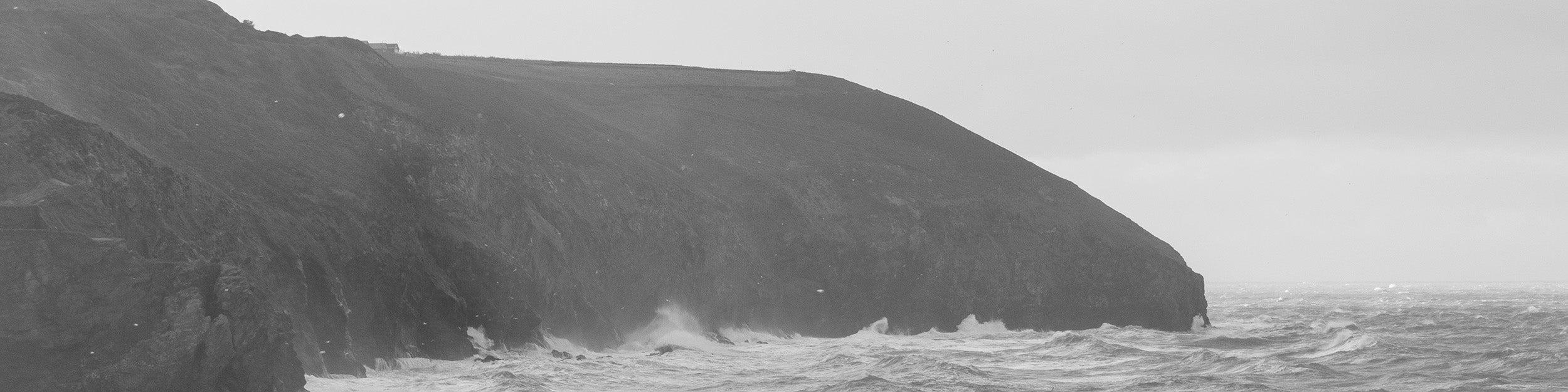 Black and white image of the Cornish coast