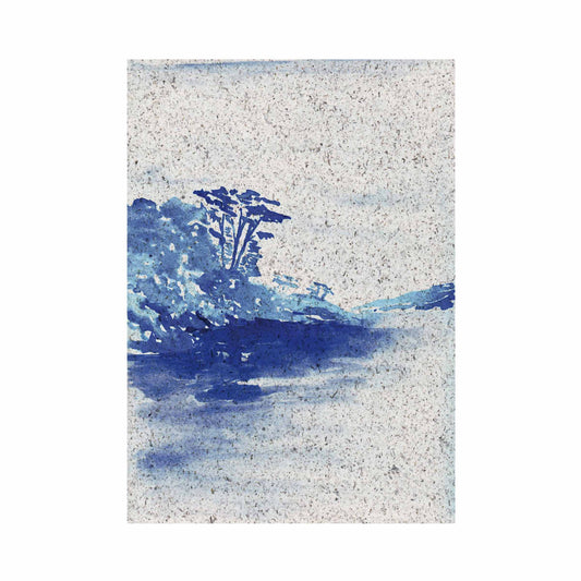 Portrait painting Grebe beach, indigo coloured. On paper made from seaweed. From Kelpi Studio in Cornwall.