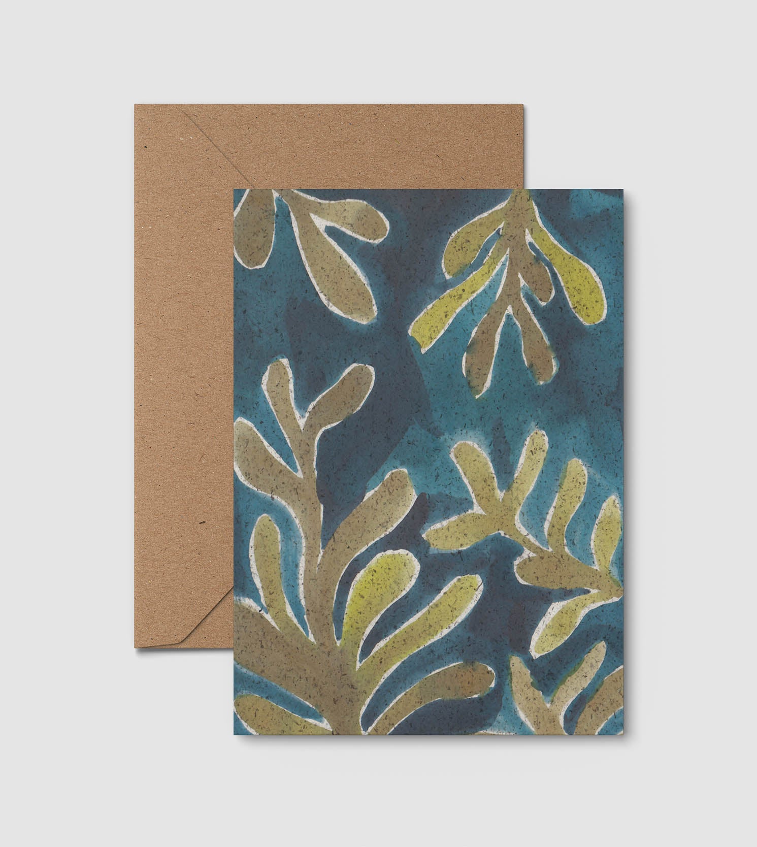 Greetings card made from seaweed paper with a kelp design 
