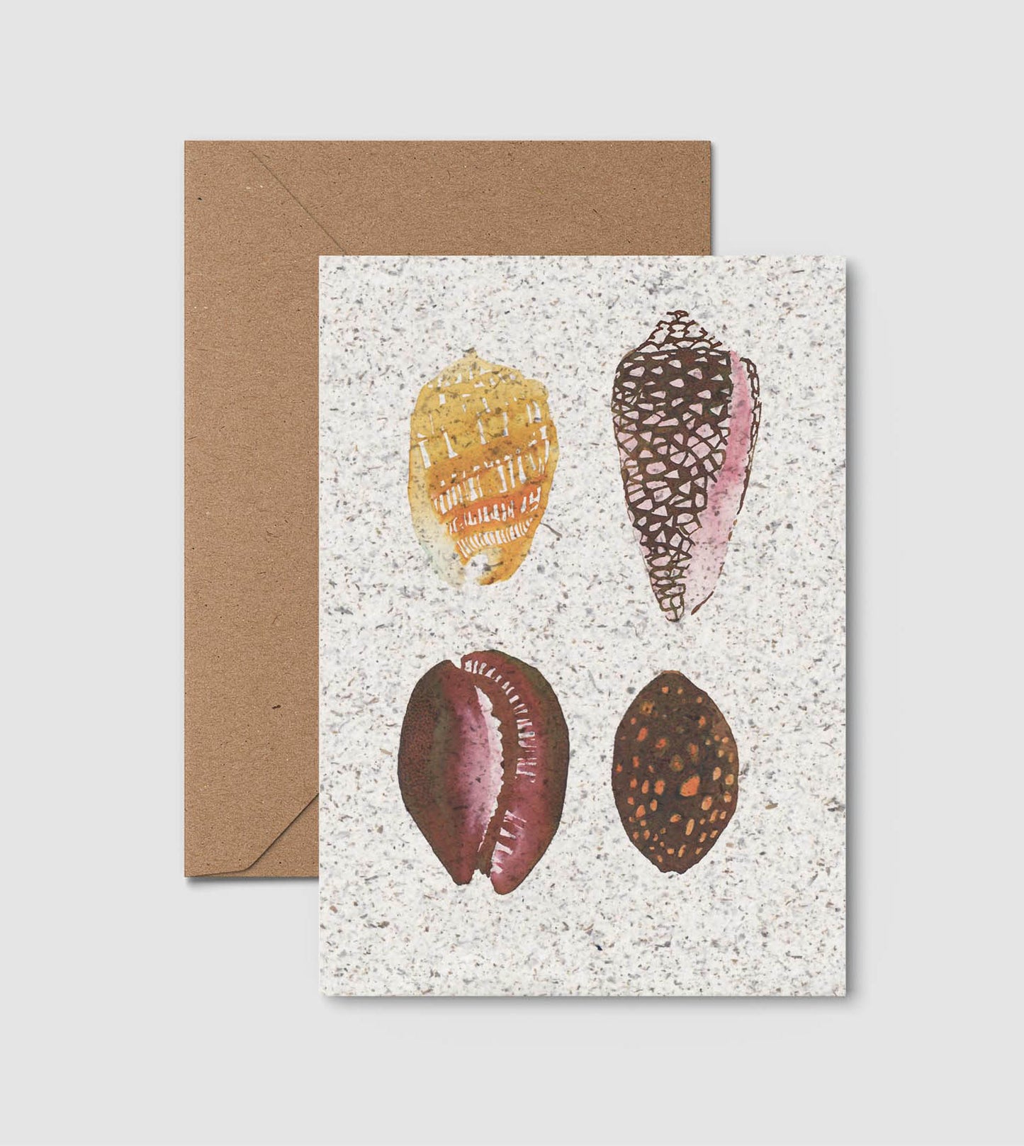 Greetings card with four different shells